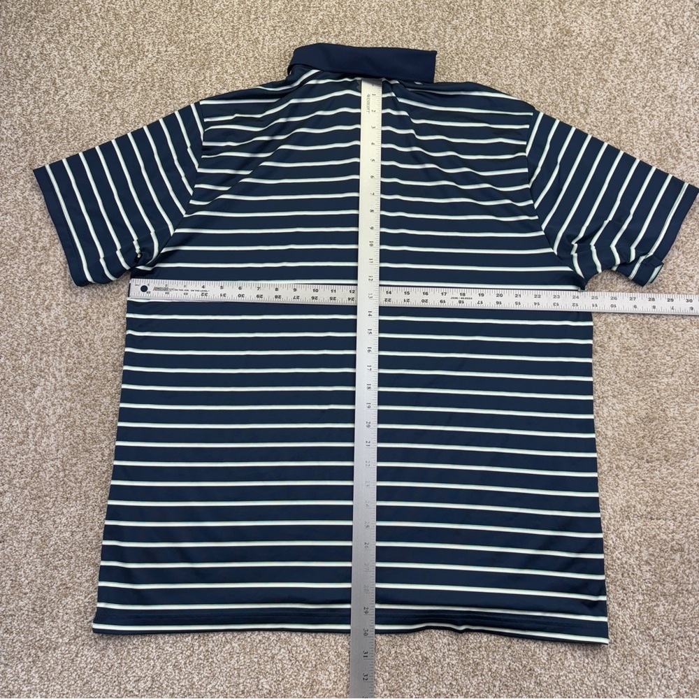Under Armour Blue White Green Striped Polo Shirt Mens Size 2XL Heatgear - Picture 7 of 10